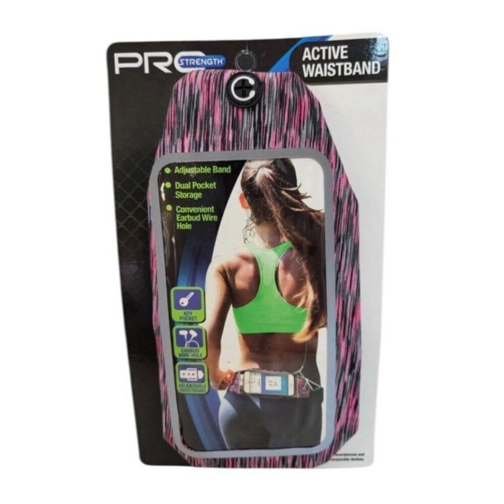 Cell Phone Workout Waistband Pro Strength Active Adjustable Band Pink Pouch New